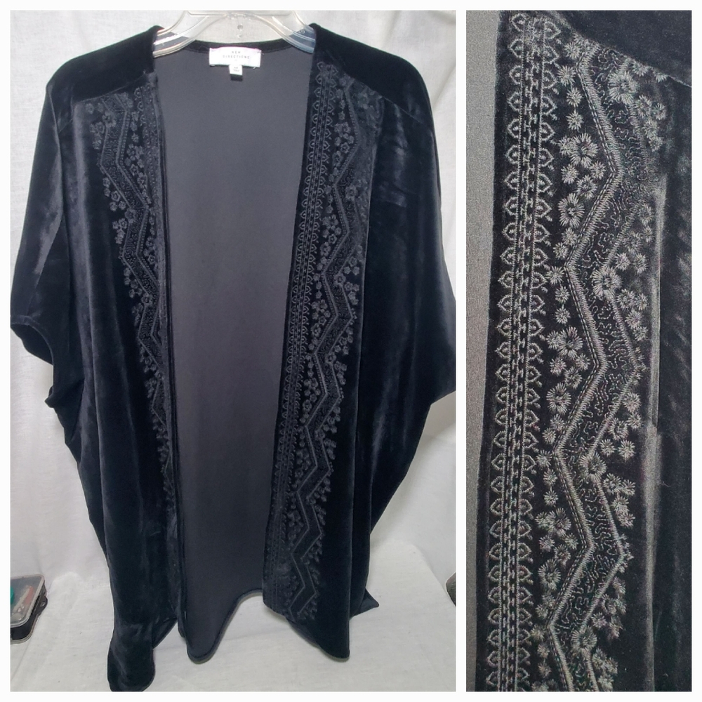 Oversized Black Velvet Kimono
